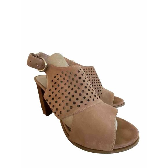 Nine West Women’s Suede Piomboo Heeled Ankle Strap Sandals Camel Brown Size 10 - Picture 3 of 7